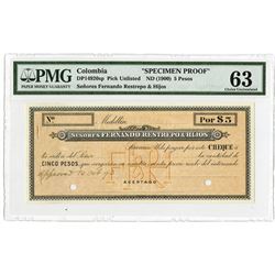 Medellin, Senores Fernando Restrepo & Hijos, ND (1893) Approval Specimen From BW&C.