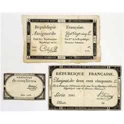 Republique Francaise, 1793 "First Issue" Assignat Trio.