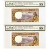 Image 1 : Institut D'Emission D'Outre-Mer, ND (1975) Sequential Banknote Pair.