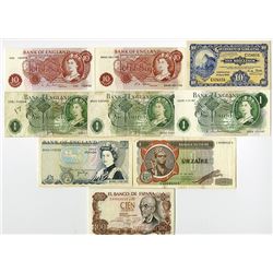 Bank of England, Gibraltar & Other World Banknotes, Lot of 9