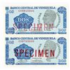 Image 1 : Banco Central De Venezuela 1989 Essay Paper Trial Banknote Pair.