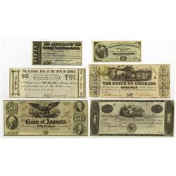 Georgia Obsolete Banknote and Scrip note Assortment.