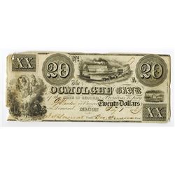 Ocmulgee Bank, 1839 Obsolete Banknote.