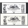 Image 1 : Bank of Jeffersonville $1 Proprietary Proof Banknote Pair on Different Colored Paper.