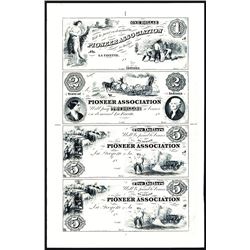 Pioneer Association Uncut Sheet of 4  Proprietary Proofs.