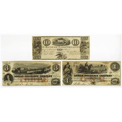 Michigan Obsolete Banknote Trio, ca.1830-1850's.