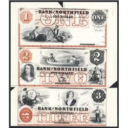 Bank of Northfield Uncut Sheet of 3 Proprietary Proofs Error - Mis-registration of Colors.