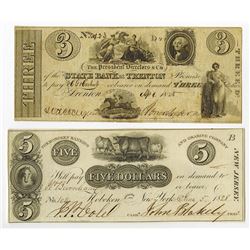 New Jersey Obsolete Banknote Pair, ca.1825 to 1828