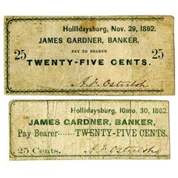 James Gardner, Bankers, November 1862 Obsolete Scrip Note Pair.