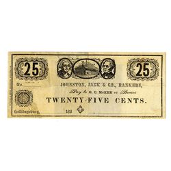 Johnston, Jack & Co., Bankers, December 1862 Obsolete Scrip Note Pair.