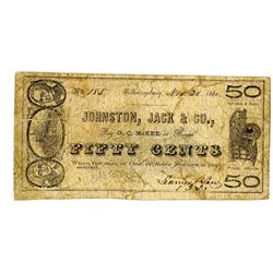 Johnston, Jack & Co., Bankers, November 1862 Obsolete Scrip Note Pair.