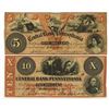 Image 1 : Central Bank of Pennsylvania, 1858 Issued Obsolete Banknote Pair.