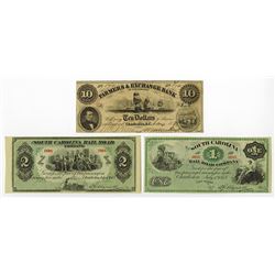 South Carolina Obsolete Banknote Trio.