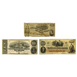 C.S.A., 1862, Trio of Issued Notes