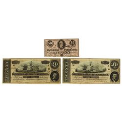 C.S.A., 1864 Banknote Trio.