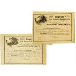 C.S.A., ca. 1864, Pair of Non Taxable Certificates