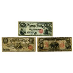 Trifecta of $10 Type Notes, ca.1880-1901 Issued Banknotes.