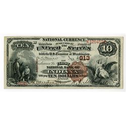First National Bank of Indiana, Pennsylvania, $10, 1882, 2nd Charter Brown Back, Ch#313.