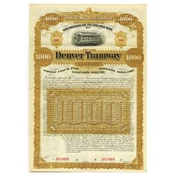 Denver Tramway Co. 1890 Specimen Bond.