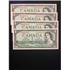 Image 1 : 1954 MODIFIED $1.00 REPLCEMENT NOTES! 4 IN SEQUENCE! UNCIRCULATED NOTES!