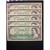Image 1 : 1954 MODIFIED $1.00 NOTES LOT OF 5 IN SEQUENCE! UNCIRCULATED!