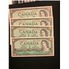 Image 1 : 1954 MODIFIED $1.00 NOTES 4 IN SEQUENCE! CHOICE UNC NOTES!