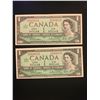 Image 1 : 1967 CANADA $1.00 NOTES! 2 IN SEQUENCE! CHOICE UNC!