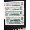 Image 2 : 1973 CANADA $1.00 NOTES! 4 IN SEQUENCE! CHOICE UNC!