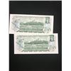 Image 2 : 1973 CANADA $1.00 NOTES LOT OF 2 NOTES IN SEQUENCE!!