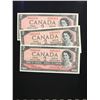 Image 1 : 1954 BANK OF CANADA $2.00 NOTES 3 IN SEQUENCE! CHOICE UNC!