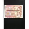 Image 1 : 1974 BANK OF CANADA $2.00 NOTES 2 IN SEQUENCE! CHOICE UNC