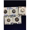 Image 1 : CANADA 5 CENTS LOT OF 5 GEOEGE V COINS