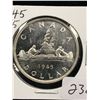 Image 2 : 1945 (5/5) CANADA SILVER DOLLAR! RARE KEY DATE! MS-62