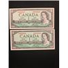 Image 1 : 1954 MODIFIED $1.00 NOTES 2 IN SEQUENCE!CHOICE UNC!