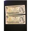 Image 1 : 1973 CANADA $1.00 NOTES LOT OF 2 NOTES IN SEQUENCE!!
