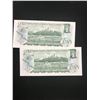 Image 2 : 1973 CANADA $1.00 NOTES LOT OF 2 NOTES IN SEQUENCE!!