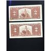 Image 2 : 1937 BANK OF CANADA $2.00 NOTE LOT OF 2 NOTES!