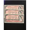Image 1 : 1954 BANK OF CANADA $2.00 NOTES 3 IN SEQUENCE! CHOICE UNC!