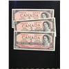 Image 1 : 1954 BANK OF CANADA $2.00 NOTES 3 IN SEQUENCE! CHOICE UNC!