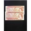 Image 1 : 1974 BANK OF CANADA $2.00 NOTES! 2 IN SEQUENCE!CHOICE UNC!