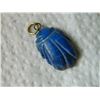 Image 3 : PENDANT - HAND CRAFTED CARVED LAPIS STONE - SCARAB 1" LONG