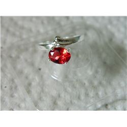 RING - STERLING SILVER - RED STONE - STAMPED 925