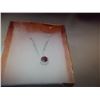 Image 2 : NECKLACE - ROUND FACETED RICH DEEP RED/BROWN GARNET & ROUND FACETED DIAMOND IN STERLING SILVER SETTI