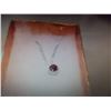 Image 4 : NECKLACE - ROUND FACETED RICH DEEP RED/BROWN GARNET & ROUND FACETED DIAMOND IN STERLING SILVER SETTI