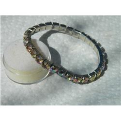 RHINESTONE BRACELET - STRETCH TO PUT ON - STUNNING BRIGHT CARNIVAL GLASS COLORS