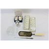 Image 1 : LOT OF VINTAGE EGG CODDLERS + PORCELINE NAME TAGS + CRUMB TRAY
