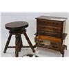 Image 2 : HIGHBOY DRESSER STYLE MUSICAL JEWELLRY BOX MINIATURE PIANO STOOL AND VANITY MIRROR