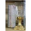 Image 2 : ART GLASS VASE SILVER COLORED VASE AND BRASS CANDLESTAND WITH SHADE