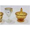 Image 3 : TWO AMBER GLASS LIDDED MINT DISHES AND EARLY GOBLET
