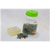 Image 1 : VINTAGE MATCH BOX TRACTOR AND JAR OF MARBLES ETC